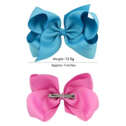 2Pcs/lot 6'' Solid Color Grosgrain Ribbon Bows Hair Clips For Cute Girls Large Handmade Hairpins Barrettes Kids Hair Accessories