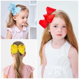 2Pcs/lot 6'' Solid Color Grosgrain Ribbon Bows Hair Clips For Cute Girls Large Handmade Hairpins Barrettes Kids Hair Accessories