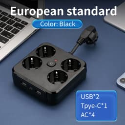 EU Socket Plug Outlet Socket 2-5AC With USB Sockets Electrical No Extension Cord With USB Type-C Ports Two specifications