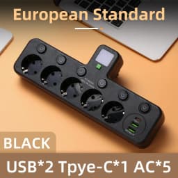 EU Socket Plug Outlet Socket 2-5AC With USB Sockets Electrical No Extension Cord With USB Type-C Ports Two specifications