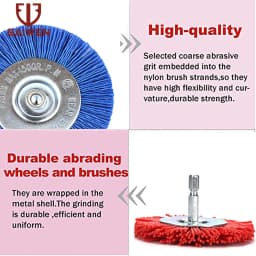 3 Inch Flat Nylon Abrasive Wheel Brush Drill Brushes Max RPM 4,500 1/4" Hex Shank for Metal Remove Rust Corrosion Paint