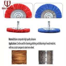 3 Inch Flat Nylon Abrasive Wheel Brush Drill Brushes Max RPM 4,500 1/4" Hex Shank for Metal Remove Rust Corrosion Paint