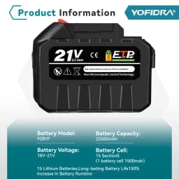 Yofidra 18-20V Rechargeable Lithium Battery EU Plug for Brushless Chainsaw Drill Electric Wrench For Makita 18V Battery Pin