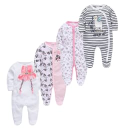 Kavkas Baby Boy Rompers 3 4 Pcs/lot Newborn Cotton Girls Clothes Long Sleeve Summer Soft Jumpsuit O-neck 0-12m Onesie Clothing