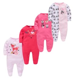 Kavkas Baby Boy Rompers 3 4 Pcs/lot Newborn Cotton Girls Clothes Long Sleeve Summer Soft Jumpsuit O-neck 0-12m Onesie Clothing