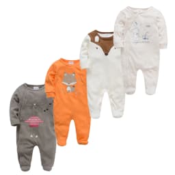 Kavkas Baby Boy Rompers 3 4 Pcs/lot Newborn Cotton Girls Clothes Long Sleeve Summer Soft Jumpsuit O-neck 0-12m Onesie Clothing