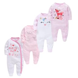 Kavkas Baby Boy Rompers 3 4 Pcs/lot Newborn Cotton Girls Clothes Long Sleeve Summer Soft Jumpsuit O-neck 0-12m Onesie Clothing