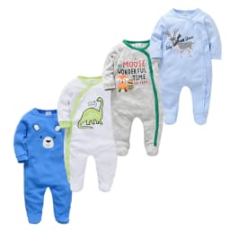 Kavkas Baby Boy Rompers 3 4 Pcs/lot Newborn Cotton Girls Clothes Long Sleeve Summer Soft Jumpsuit O-neck 0-12m Onesie Clothing