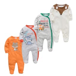 Kavkas Baby Boy Rompers 3 4 Pcs/lot Newborn Cotton Girls Clothes Long Sleeve Summer Soft Jumpsuit O-neck 0-12m Onesie Clothing