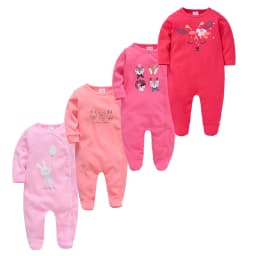Kavkas Baby Boy Rompers 3 4 Pcs/lot Newborn Cotton Girls Clothes Long Sleeve Summer Soft Jumpsuit O-neck 0-12m Onesie Clothing