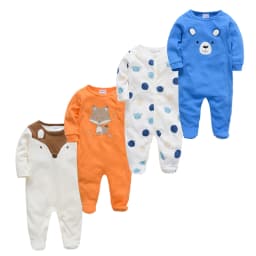 Kavkas Baby Boy Rompers 3 4 Pcs/lot Newborn Cotton Girls Clothes Long Sleeve Summer Soft Jumpsuit O-neck 0-12m Onesie Clothing