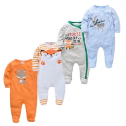 Kavkas Baby Boy Rompers 3 4 Pcs/lot Newborn Cotton Girls Clothes Long Sleeve Summer Soft Jumpsuit O-neck 0-12m Onesie Clothing