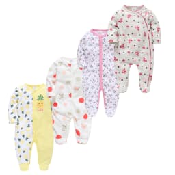 Kavkas Baby Boy Rompers 3 4 Pcs/lot Newborn Cotton Girls Clothes Long Sleeve Summer Soft Jumpsuit O-neck 0-12m Onesie Clothing