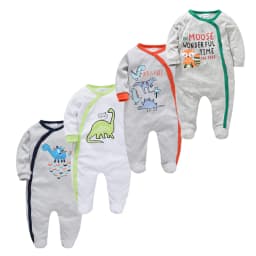 Kavkas Baby Boy Rompers 3 4 Pcs/lot Newborn Cotton Girls Clothes Long Sleeve Summer Soft Jumpsuit O-neck 0-12m Onesie Clothing