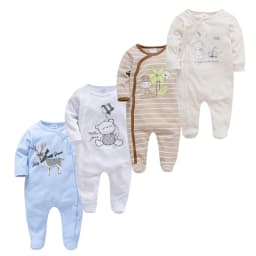 Kavkas Baby Boy Rompers 3 4 Pcs/lot Newborn Cotton Girls Clothes Long Sleeve Summer Soft Jumpsuit O-neck 0-12m Onesie Clothing