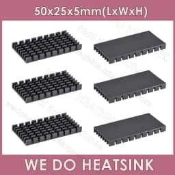 WE DO HEATSINK 50x25x5mm Without or With Thermal Pad Black Slotted Anodized Aluminum Heatsink Cooler Radiator
