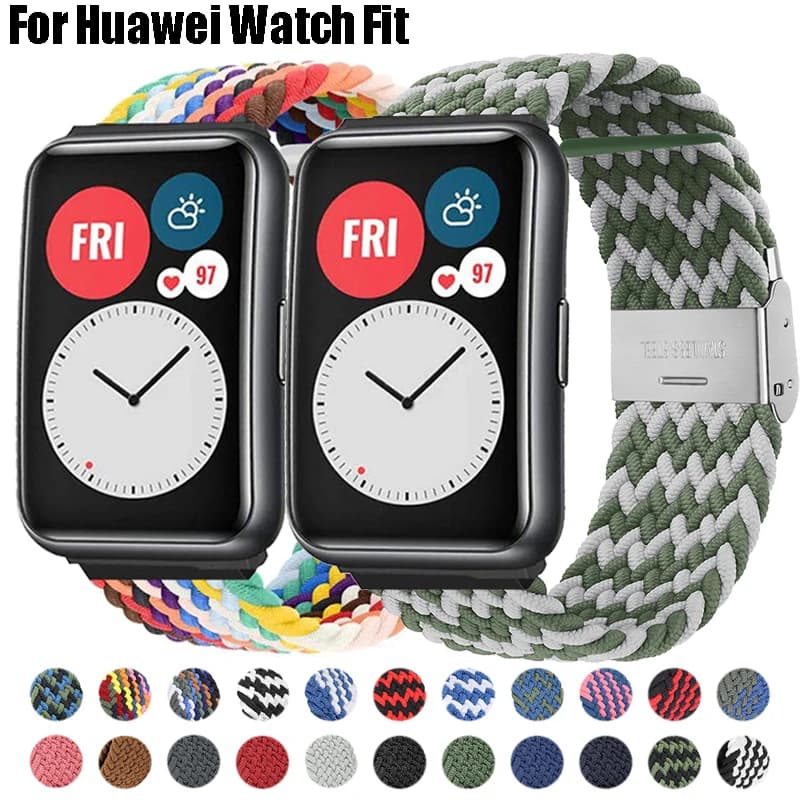 Nylon Strap For Correa Huawei Watch Nylon Braided Elastic Solo Loop For Huawei Watch Fit Strap Adjustable Woven Straps Bracelet
