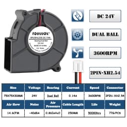 DC 5V 12V 24V 75mm x 30mm Centrifugal Blower Fan 7530 7.5cm Dual Ball Turbo Radiator Fan 75mm Purifier Heatsink Fan