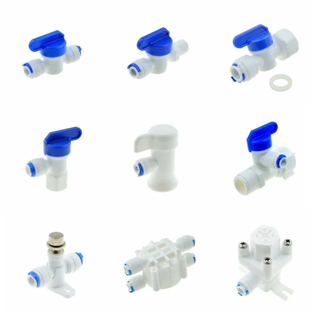 RO Water Straight Plastic Ball Valve 1/4" 3/8" OD Hose Quick Connect 1/4" 3/8" Male 1/2" Female Reveser Osmosis Aquarium Fitting