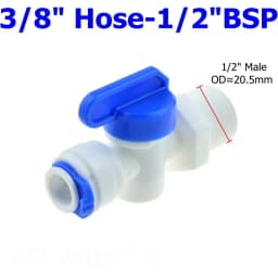 RO Water Straight Plastic Ball Valve 1/4" 3/8" OD Hose Quick Connect 1/4" 3/8" Male 1/2" Female Reveser Osmosis Aquarium Fitting