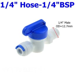 RO Water Straight Plastic Ball Valve 1/4" 3/8" OD Hose Quick Connect 1/4" 3/8" Male 1/2" Female Reveser Osmosis Aquarium Fitting