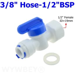 RO Water Straight Plastic Ball Valve 1/4" 3/8" OD Hose Quick Connect 1/4" 3/8" Male 1/2" Female Reveser Osmosis Aquarium Fitting