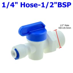 RO Water Straight Plastic Ball Valve 1/4" 3/8" OD Hose Quick Connect 1/4" 3/8" Male 1/2" Female Reveser Osmosis Aquarium Fitting