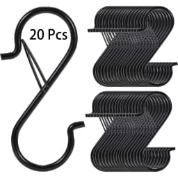 5/10/20 PCS S Hooks with Safety Buckle, Heavy Duty Metal S Shaped Hooks for Hanging Plants, Kitchen Utensil, Clothes, Pot,etc.