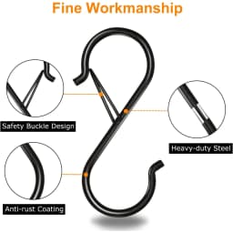 5/10/20 PCS S Hooks with Safety Buckle, Heavy Duty Metal S Shaped Hooks for Hanging Plants, Kitchen Utensil, Clothes, Pot,etc.