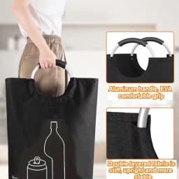 New Large Capacity Empty Bottle Storage Basket With Aluminum Handle 82l Wastewater Bottle Collector Bag Folding Recycling Bin