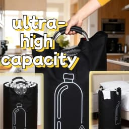 New Large Capacity Empty Bottle Storage Basket With Aluminum Handle 82l Wastewater Bottle Collector Bag Folding Recycling Bin