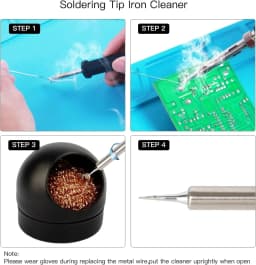 Metal Wire With Stand Set Welding Desoldering Soldering Solder Iron Tip Dross Cleaner Cleaning Steel Ball Mesh Filter Tin Remove