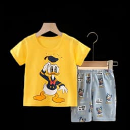 Summer Donald Duck Cartoon 2-Piece Boys Tracksuit Casual Kids Clothing Set T-shirt And Shorts Children 1-4 Years