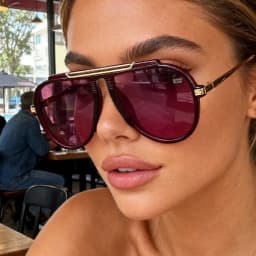 New Alloy Oversized Pilot Women Sunglasses Vintage Gradient Red Sun Glasses Ladies Trendy Oval Shades UV400 Men Trending Eyewear