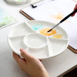 Flower Plum Rectangle Ceramic Palette Color Mixing Paint Palette Tray For Watercolor Gouache Acrylic Painting Art Supplies