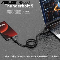 ASUS Thunderbolt 5 Cable 80Gbps PD 240W Data Cable Fast Charging 8K60Hz Type-C Cable for MacBook, iPad, iPhone, and Android