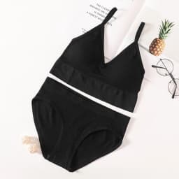 Women Low Back Bra And Panties Set Seamless Push Up Bra Crop Top Low Rise Briefs Ribbed Underwear Sexy Lingerie Set