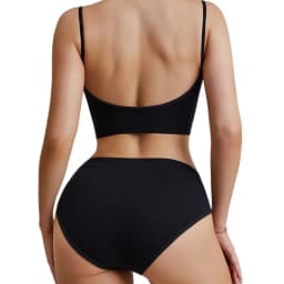 Women Low Back Bra And Panties Set Seamless Push Up Bra Crop Top Low Rise Briefs Ribbed Underwear Sexy Lingerie Set