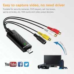 USB Video Capture Card Easy Cap VHS VCR Mini DV Hi8 DVD to Digital Converter RCA/S-video to USB 2.0 Audio Video Record Capture