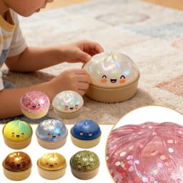 Glitter Crystal Dumpling Squishy Box Sensory Squeeze Toy for Stress Relief Colorful Glittery Dough Ball Fidget Toy Gift