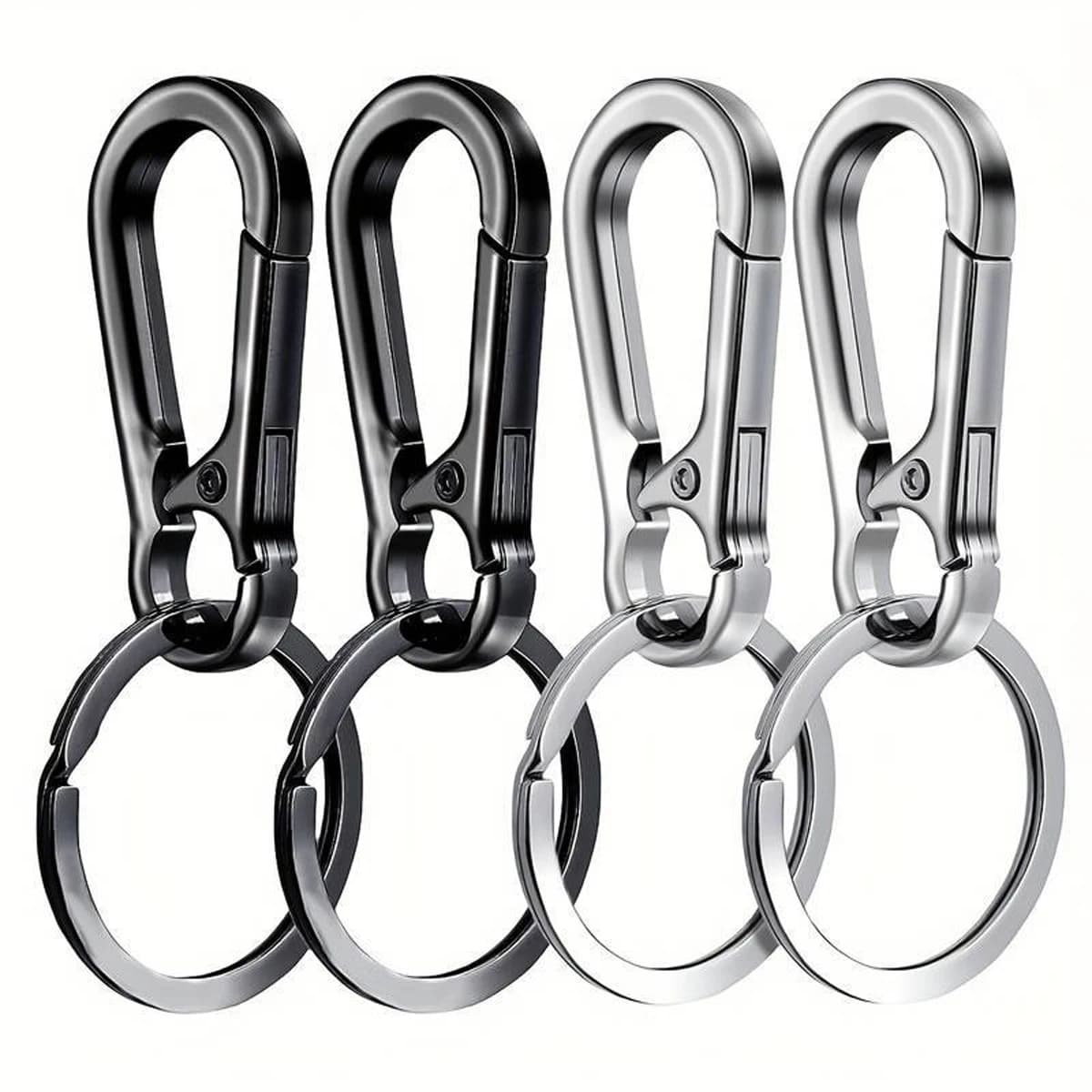 4 PCS Stainless Steel Carabiner Clip Keychain Metal Key Rings Keyring Key Holder Clips Hook Holder Organizer for Car Keys Finder