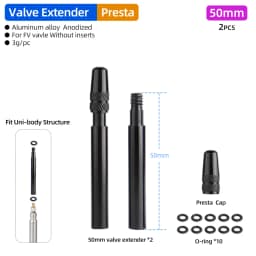 Bicycle 1Pair Presta Valve Extender W/ Cap CNC Aluminum Alloy Anodized F/V Extension for Fixed Road Bike Rims 50mm 60mm