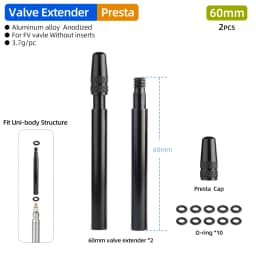 Bicycle 1Pair Presta Valve Extender W/ Cap CNC Aluminum Alloy Anodized F/V Extension for Fixed Road Bike Rims 50mm 60mm