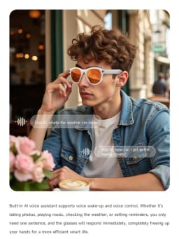 Lenovo Smart AI Glasses 800W Pixels HD Color Changing Chat Translate Camera Bluetooth Call Voice Assistant Music Control Glasses
