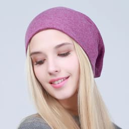 Geebro Women's Plain Beanie Hat Spring Cotton Slouchy Beanie for Women Knitted Bone Hat Ladies Black Skullies Cap JS293A