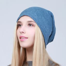 Geebro Women's Plain Beanie Hat Spring Cotton Slouchy Beanie for Women Knitted Bone Hat Ladies Black Skullies Cap JS293A