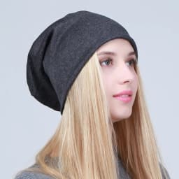 Geebro Women's Plain Beanie Hat Spring Cotton Slouchy Beanie for Women Knitted Bone Hat Ladies Black Skullies Cap JS293A