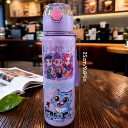 Cartoon Figure Water Bottle, Portable Outdoor Straw Cup for Kids-Girls’ Summer Sports Leakproof Cute