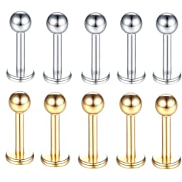 10pcs/lot 16G Surgical Steel Labret Ring Lip Piercing Ear Cartilage Lip Earrings Piercing Ombligo Ear Piercing Body Jewelry