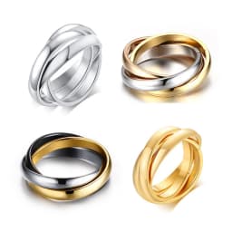 Stainless Steel Interlocked Triple Ring for Women Multi Color Wedding Band Bague Three in One